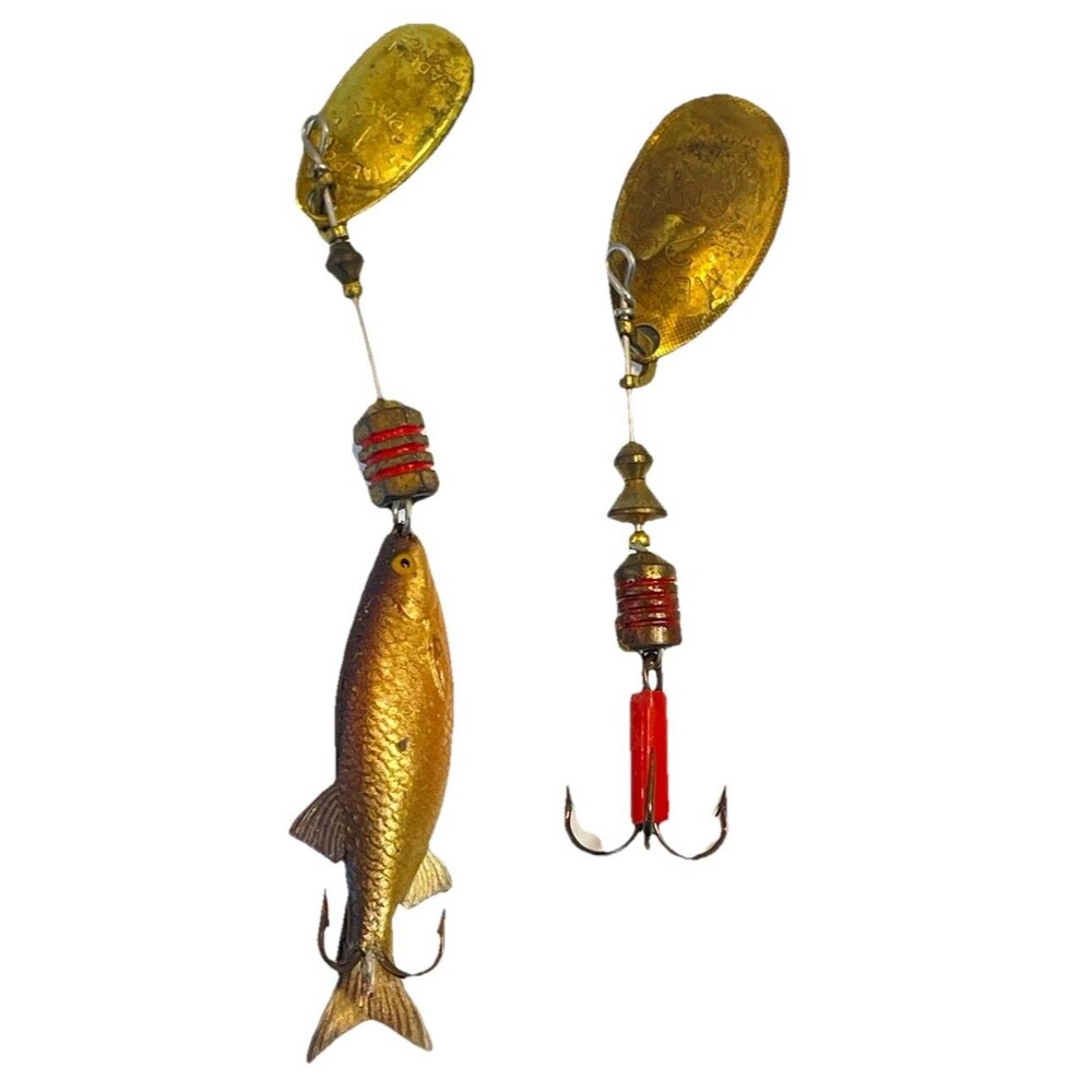 Vintage Mepps Fishing Lure Lot Comet 1 Aglia 2 Gold Spinner France Made Minnow